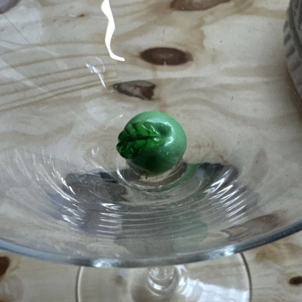 Hand Blown Martini Glasses Fruit Art Lemon 🍋 & Green Apple 🍏🍏 Set of 3